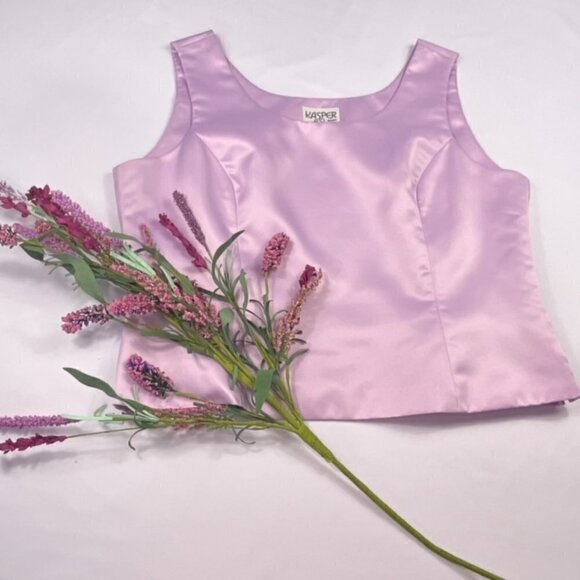 Kasper Tops - Kasper Lavendar Satin Square Neck Tank Top SIze 14